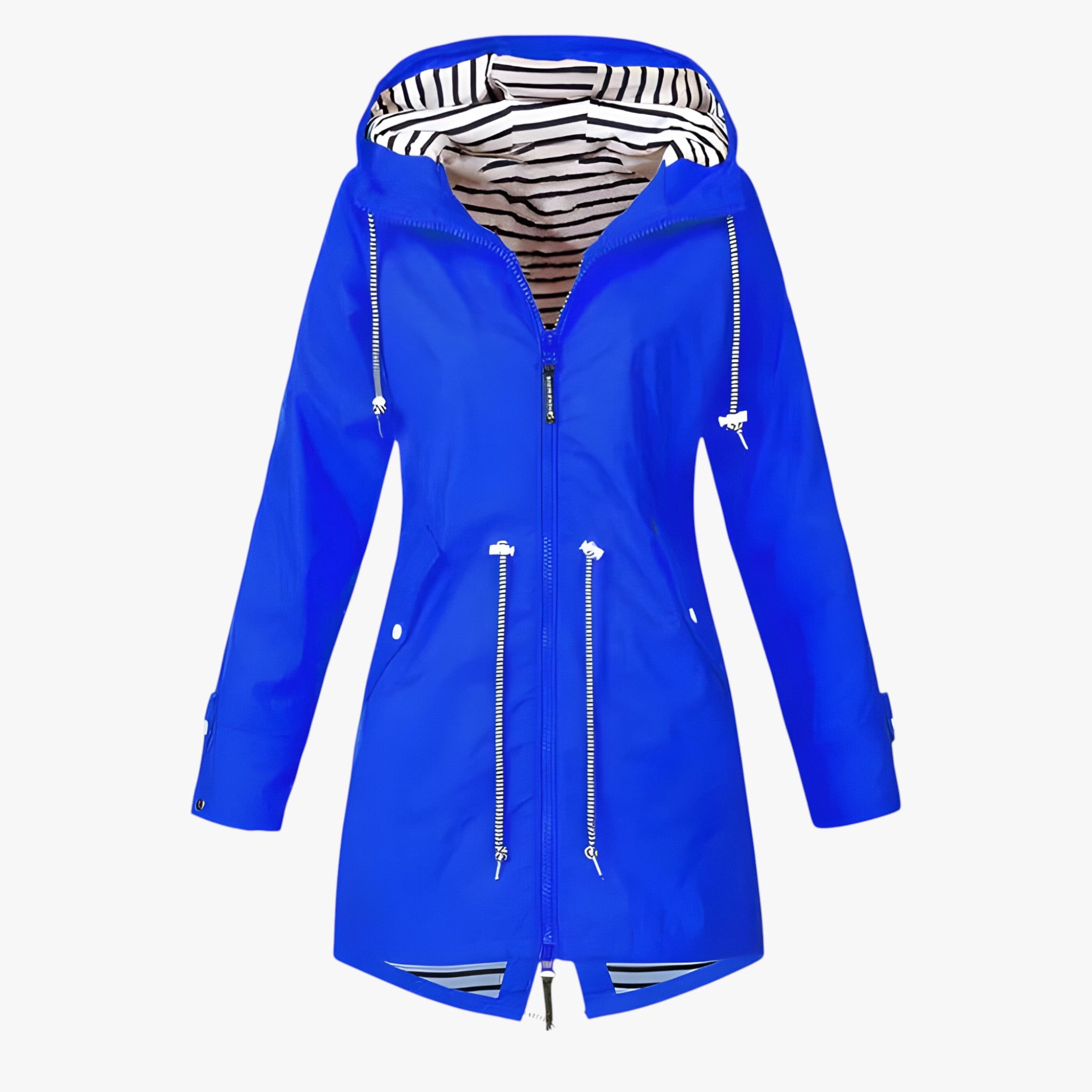 Vestibilità regolabile con fodera del cappuccio a righe - Blu - cappuccio Damen fodera regolabile righe spring summer vestibilità vestibilità regolabile women Women fashion women's coats & jackets - Concept Palermo