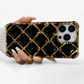 Funda para iPhone [Modello] con purpurina diamantada transparente rígida y anti golpes de silicona