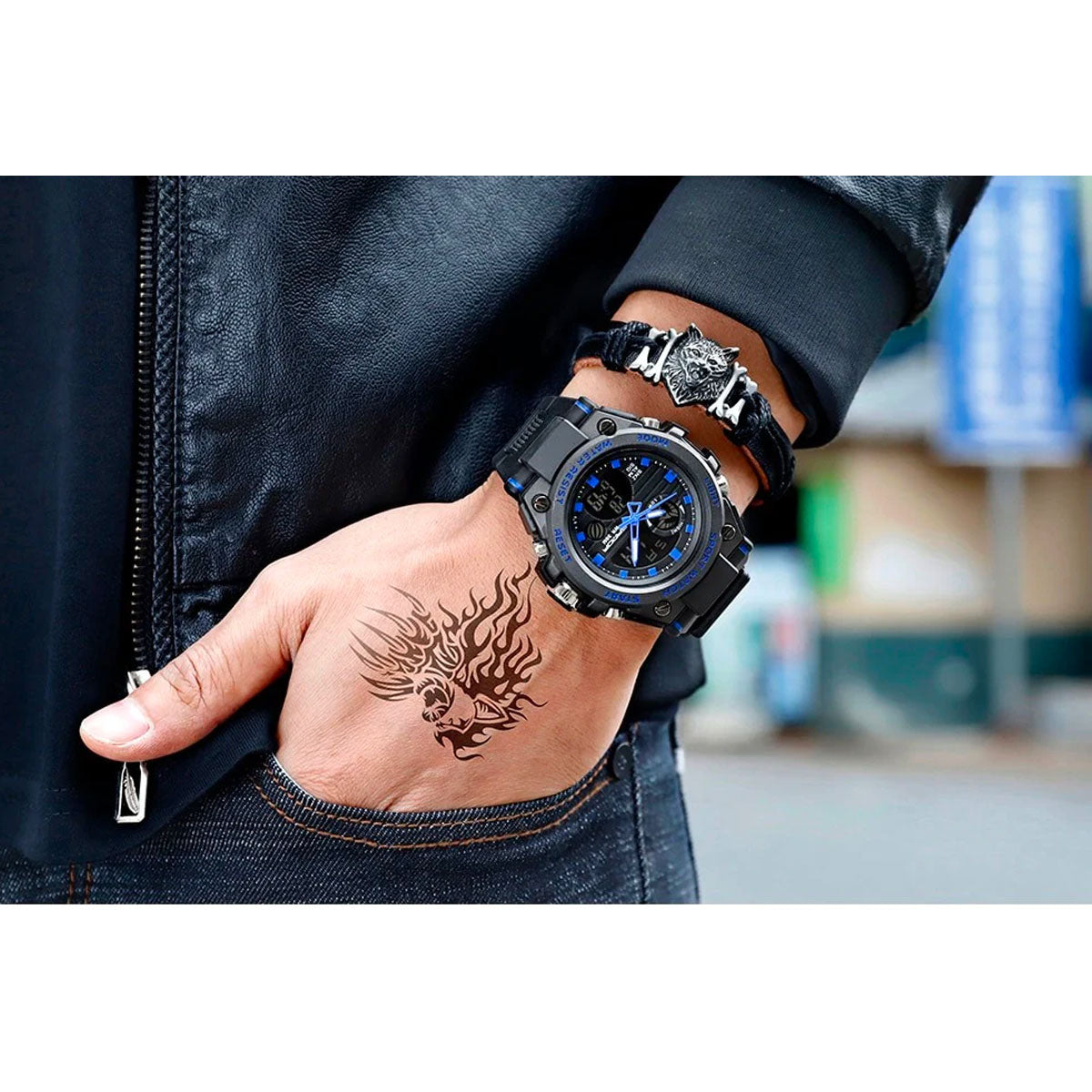 Orologio da Uomo Nero Militare - Impermeabile Analogico Orologio da Polso con Quadrante Multifunzione