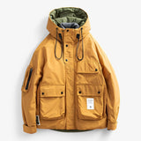 Winterparka voor heren met gevoerde capuchon, waterdicht, militair groen, maten S-XL