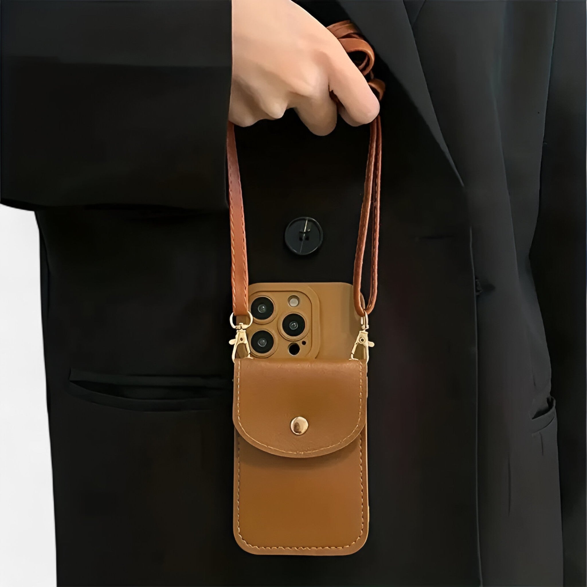 Custodia per Telefono Marissa Portafoglio a tracolla con cinghia Uomo - Marrone scuro - cinghia custodia custodia telefono Fashion Phone Case gadgets iPhone case marissa phone wallet portafoglio telefono tracolla - Concept Palermo