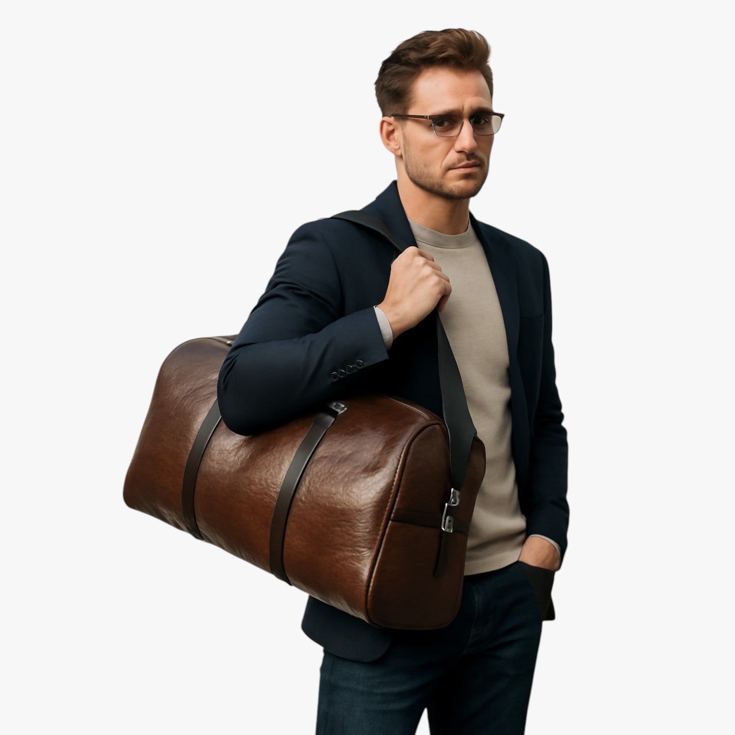 Borsa da Viaggio Grande in Pelle Marrone, Resistente e Capiente, per Uomo e Donna - - Bags borsa borsa viaggio capiente duffel bag men bag pelle resistente viaggio - Concept Palermo