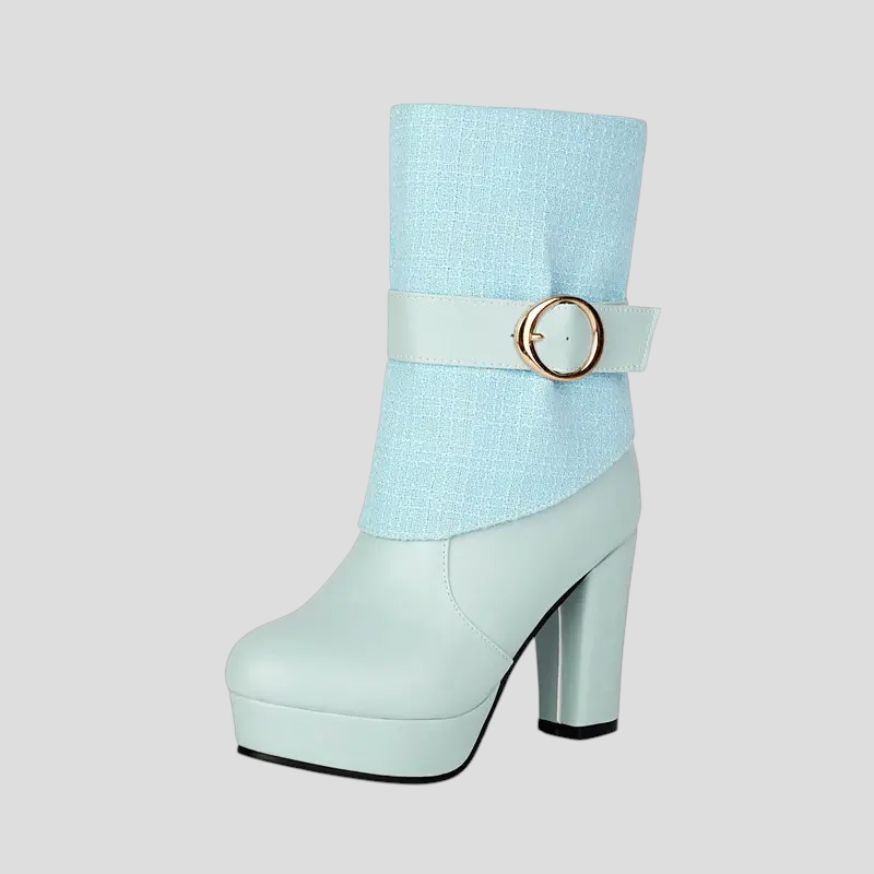Stivaletti con Tacco Alto, Maglia Cablé e Dettaglio a Catena Donna - Menta - BOOTS Boots & Shoes cablé catena dettaglio donna maglia shoes shoes for women shoes woman Shoes women stivaletti stivaletti tacco - Concept Palermo