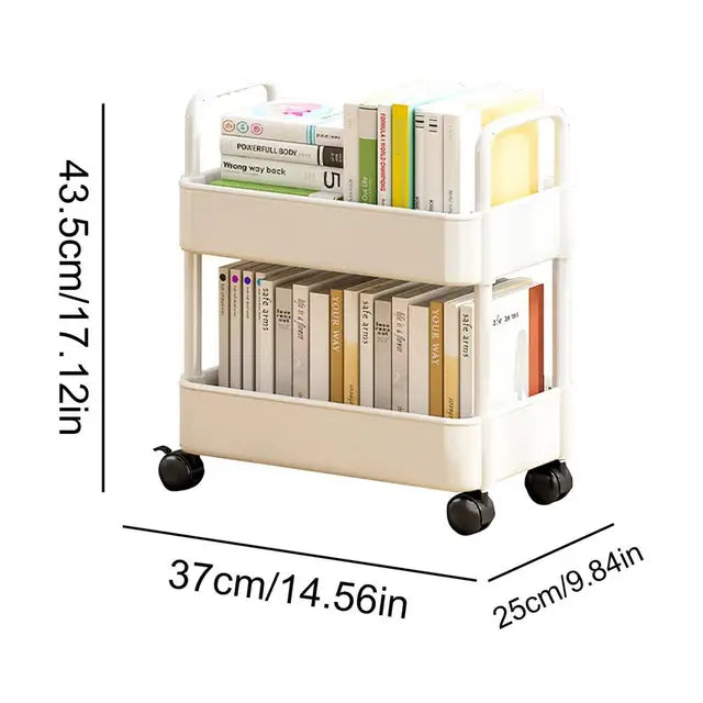Scaffale mobile con ruote per libri, ideale per bambini e studenti, in legno robusto, per cameretta o studio. - - Book Carts Book Storage Bookshelf Cart conservazione home & garden libri mobile Organizer organizzazione ruote scaffale scaffale mobile Small Cart - Concept Palermo