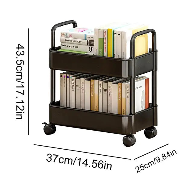 Scaffale mobile con ruote per libri, ideale per bambini e studenti, in legno robusto, per cameretta o studio. - - Book Carts Book Storage Bookshelf Cart conservazione home & garden libri mobile Organizer organizzazione ruote scaffale scaffale mobile Small Cart - Concept Palermo