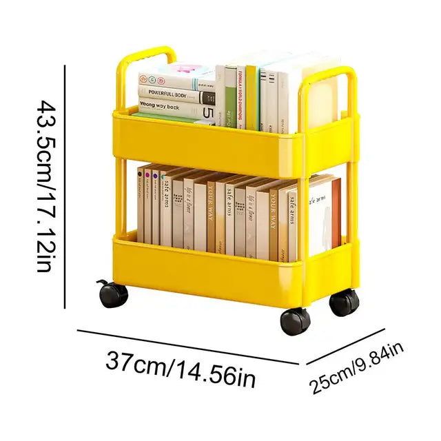 Scaffale mobile con ruote per libri, ideale per bambini e studenti, in legno robusto, per cameretta o studio. - - Book Carts Book Storage Bookshelf Cart conservazione home & garden libri mobile Organizer organizzazione ruote scaffale scaffale mobile Small Cart - Concept Palermo