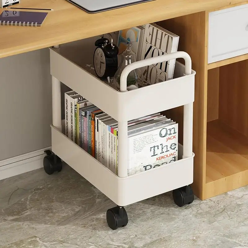 Scaffale mobile con ruote per libri, ideale per bambini e studenti, in legno robusto, per cameretta o studio. - Bianco 2 strati - Book Carts Book Storage Bookshelf Cart conservazione home & garden libri mobile Organizer organizzazione ruote scaffale scaffale mobile Small Cart - Concept Palermo