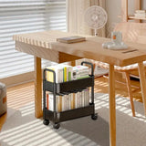 Scaffale mobile con ruote per libri, ideale per bambini e studenti, in legno robusto, per cameretta o studio.
