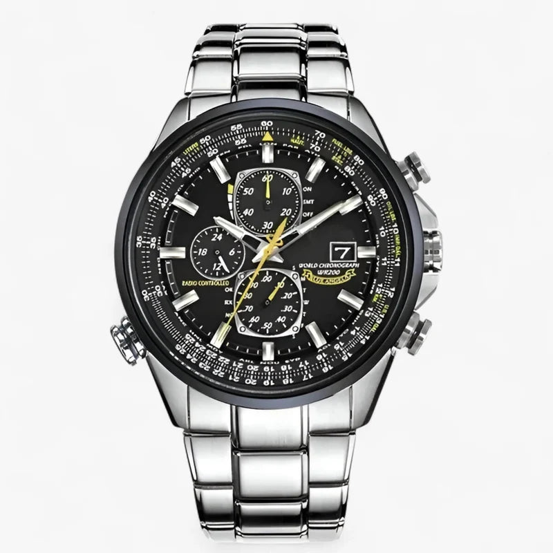 Orologio Cronografo Uomo MultiSteel 42mm, Acciaio Argento, Quadrante Blu Elegante - 4 pulsanti in acciaio nero - acciaio cronografo Men Metal multisteel orologio orologio cronografo uomo vero watches WATCHES FOR MEN - Concept Palermo