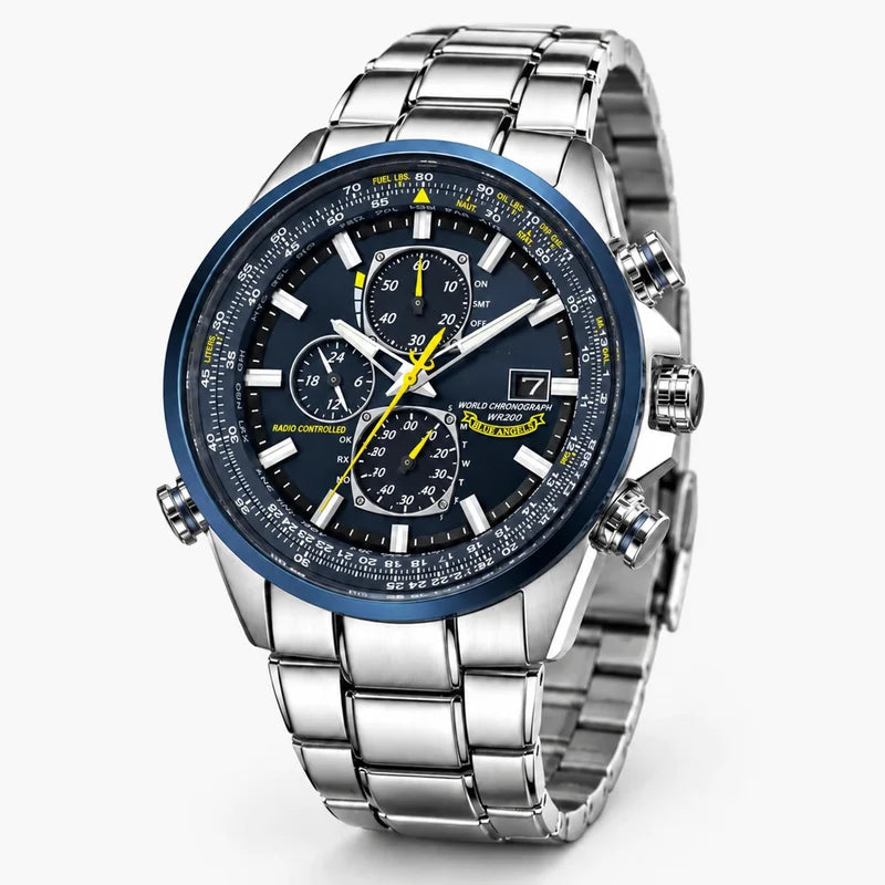 Orologio Cronografo Uomo MultiSteel 42mm, Acciaio Argento, Quadrante Blu Elegante - - acciaio cronografo Men Metal multisteel orologio orologio cronografo uomo vero watches WATCHES FOR MEN - Concept Palermo