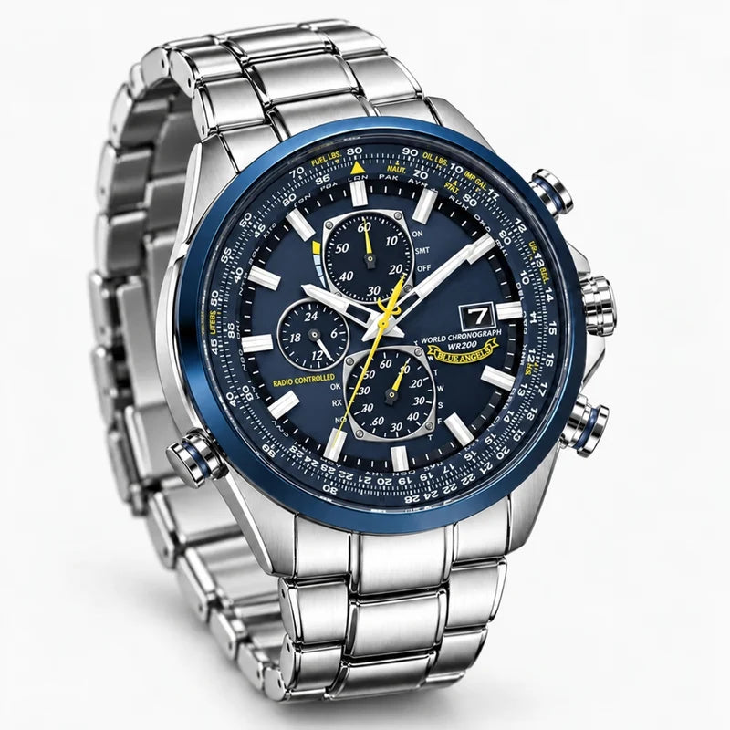 Orologio Cronografo Uomo MultiSteel 42mm, Acciaio Argento, Quadrante Blu Elegante - - acciaio cronografo Men Metal multisteel orologio orologio cronografo uomo vero watches WATCHES FOR MEN - Concept Palermo