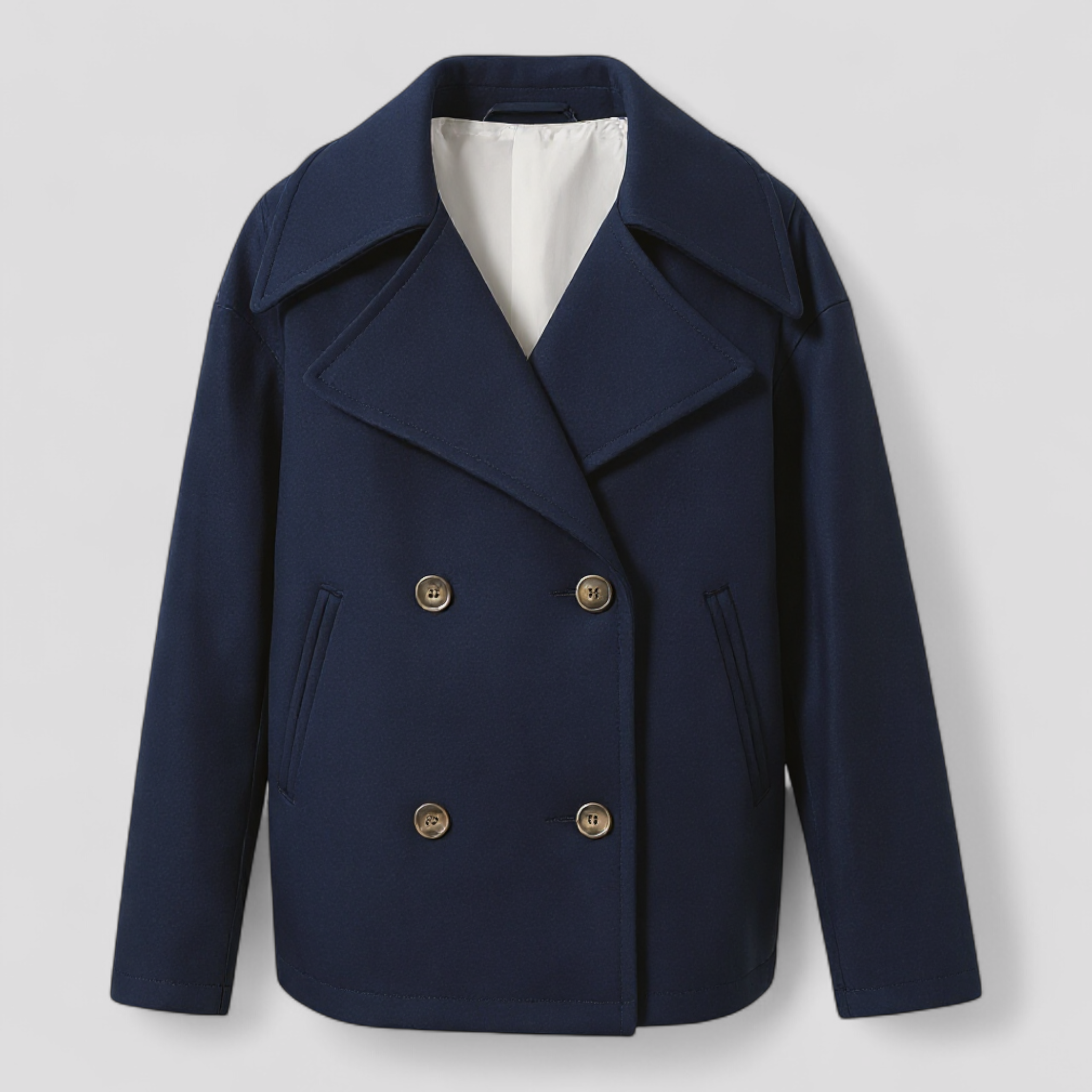 Giacca Corta di Lana Donna Elegante Calda Invernale - Vari Colori e Taglie - Blu navy - calore corta donna giacca giacca lana lana shop now trendy fashion women's coats & jackets - Concept Palermo