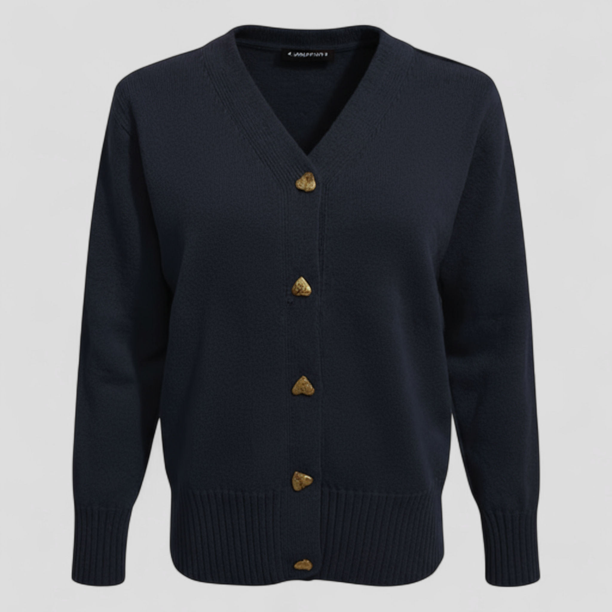 Pullover Donna in Lana Pura con Bottoni - Blu navy - abbigliamento donna bottoni casual comfort donna H-line inverno lana maglioni da donna maniche lunghe pullover pullover donna pura stile - Concept Palermo