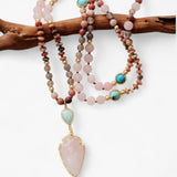 Beschermende ketting met rozenkwarts, amazoniet en jaspis Lana