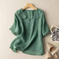 Blusa Donna Lino con Colletto Smerlato - Vestibilità Rilassata