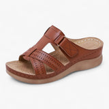 Dames elegante zwarte sandalen van ecoleer, lage hak, comfortabel en zomers