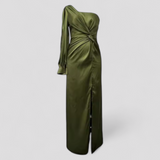 Dames midi jurk met enkele schouderband