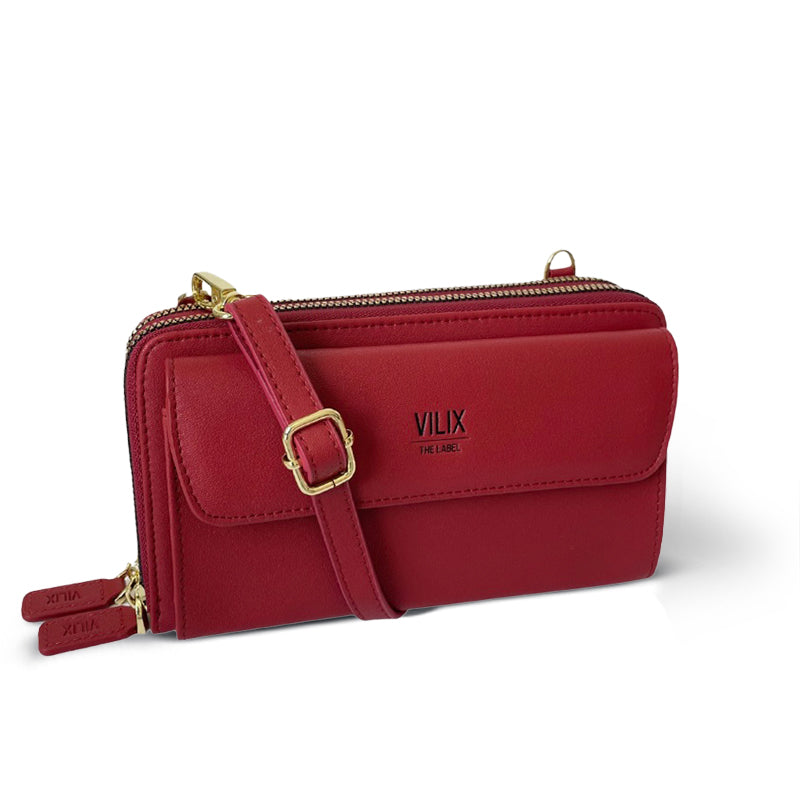 Custodia compatta per telefono - Bordeaux Rosso - Bags compatta custodia custodia compatta pouch Shoulder Bags telefono wallets women bags - Concept Palermo