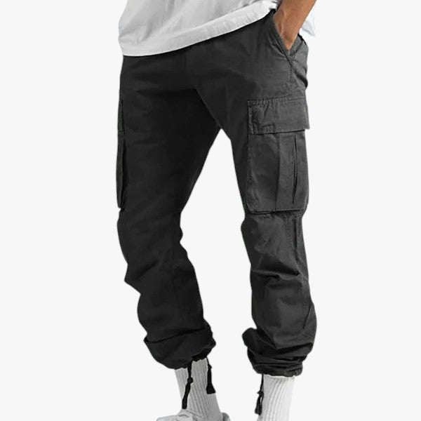 Pantaloni Cargo Uomo Casual in Cotone con Tasche Laterali e Vestibilità Comoda - Nero - abbigliamento uomo cargo look sofisticato moda maschile pantaloni pantaloni cargo pantaloni cargo da uomo pantaloni casual pantaloni da carico uomo pantaloni eleganti pantaloni estivi pantaloni pratici pantaloni traspiranti pratici uomo - Concept Palermo