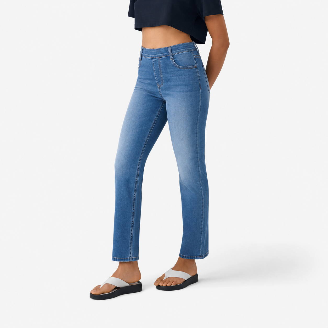 Pantaloni Donna a Vita Alta Elasticizzati e Confortevoli - Sea Blu Denim (Ancora 5 pezzi disponibili) - alta confortevoli elasticizzati pantaloni pantaloni vita pants uomo vita - Concept Palermo