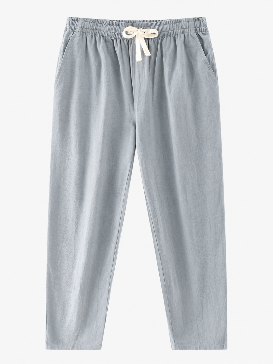 Pantaloni Uomo Casual in Cotone e Lino, Morbidi con Coulisse Regolabile - Grigio - aderente linen pants lino men's summer pants morbida pants pants for men uomo vestibilità vestibilità morbida - Concept Palermo