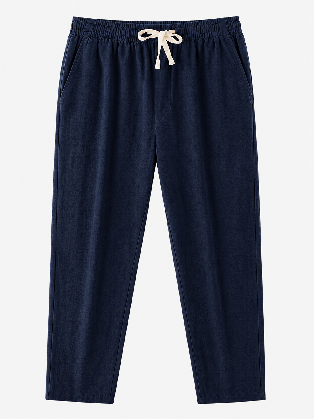 Pantaloni Uomo Casual in Cotone e Lino, Morbidi con Coulisse Regolabile - Blu Navy - aderente linen pants lino men's summer pants morbida pants pants for men uomo vestibilità vestibilità morbida - Concept Palermo
