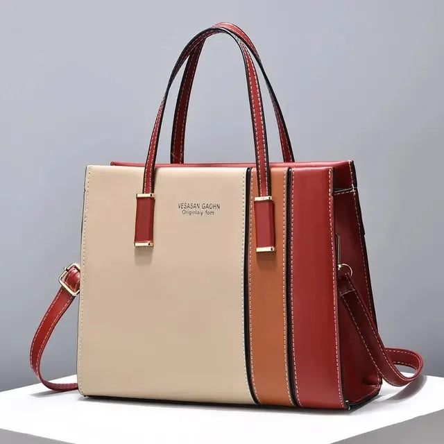 Borsa Donna Patchwork in Ecopelle con Tracolla Regolabile - Stile Boho Chic - Rosso - bags borsa borsa patchwork donna new_for_google patchwork regolabile tracolla - Concept Palermo