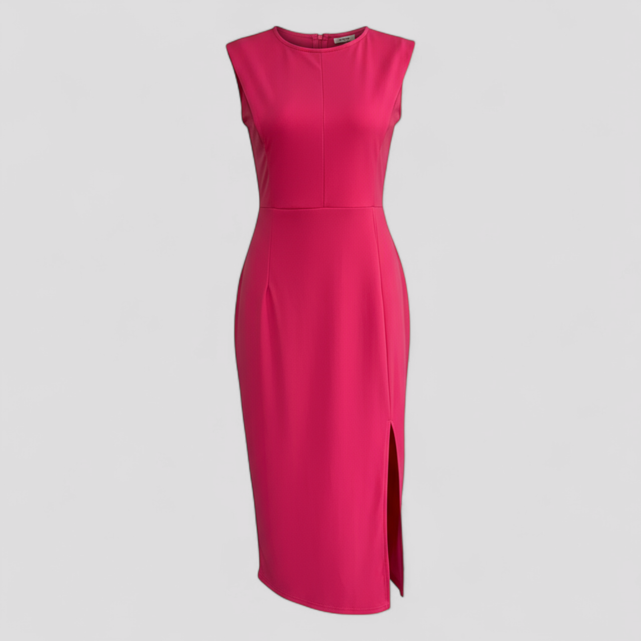 Abito Midi Donna Elegante in Cotone Nero con Spacco Laterale per Cerimonia o Ufficio - Rosa - abiti per eventi abito abito da cocktail abito midi abito midi elegante abito sofisticato abito versatile donna dresses eleganza senza tempo midi moda femminile moda soirée vestito da cerimonia vestito slim fit - Concept Palermo
