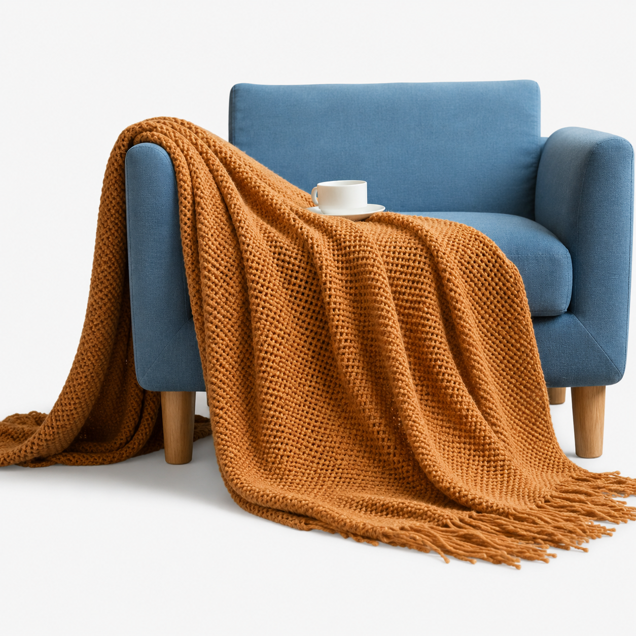 Plaid lavorato a maglia accogliente - morbido, caldo e stiloso con frange Uomo - Caramello - accogliente bedroom caldo frange Home home & garden lavorato maglia plaid plaid lavorato - Concept Palermo