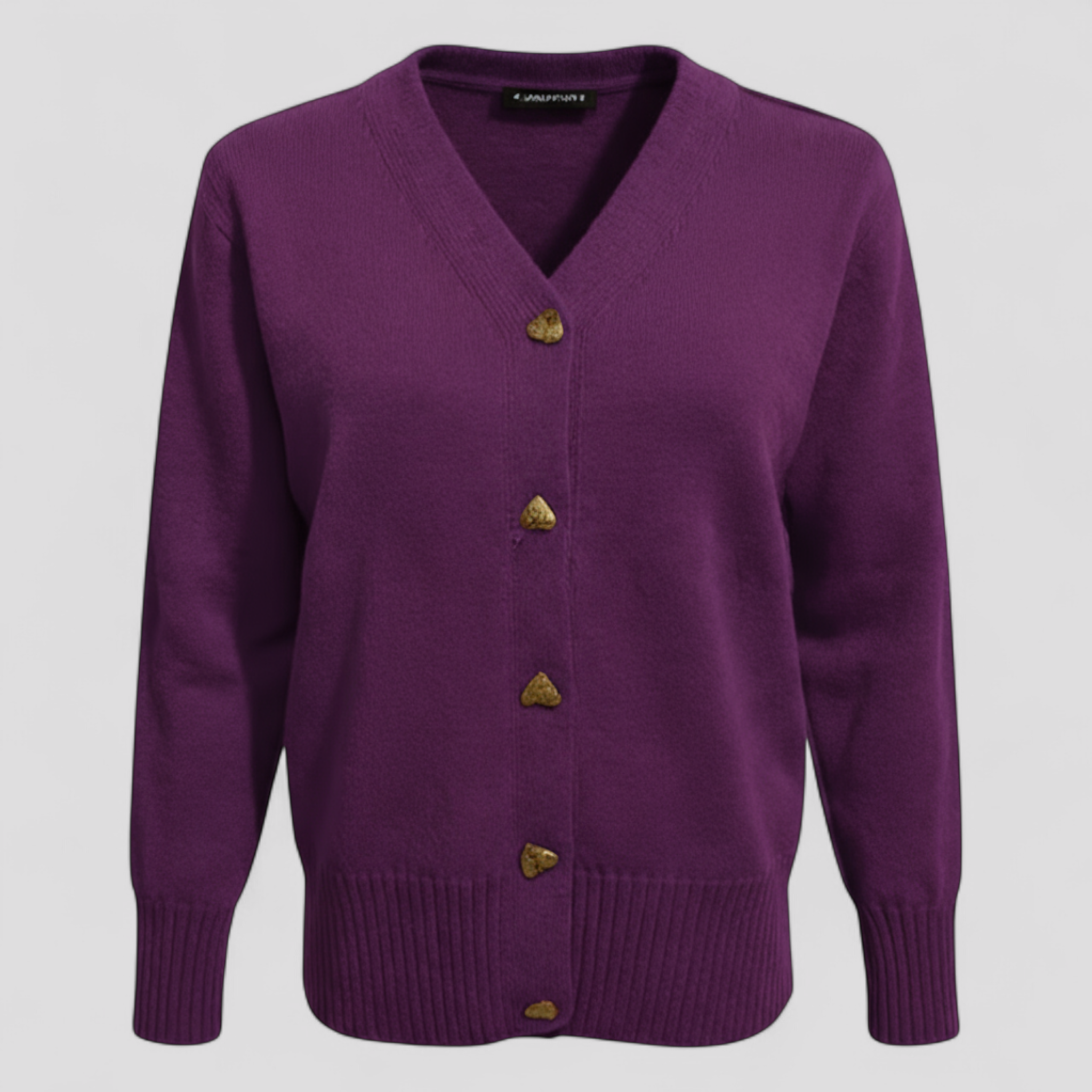Pullover Donna in Lana Pura con Bottoni - Porpora - abbigliamento donna bottoni casual comfort donna H-line inverno lana maglioni da donna maniche lunghe pullover pullover donna pura stile - Concept Palermo