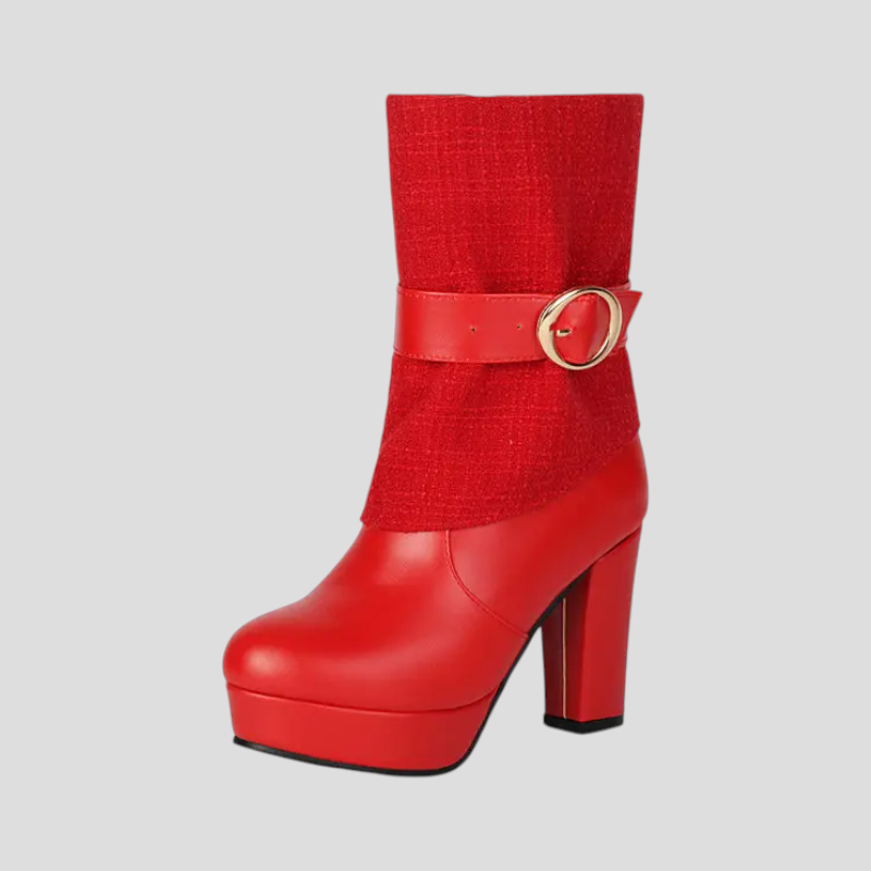 Stivaletti con Tacco Alto, Maglia Cablé e Dettaglio a Catena Donna - Rosso - BOOTS Boots & Shoes cablé catena dettaglio donna maglia shoes shoes for women shoes woman Shoes women stivaletti stivaletti tacco - Concept Palermo