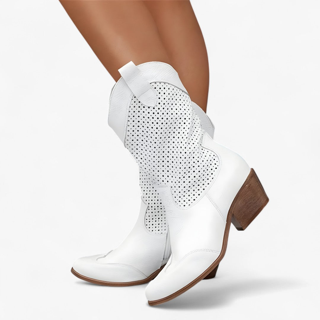 Stivali Cowboy Donna in Pelle Nera con Ricami, Tacco Cubano, Punta Affusolata - Bianco (ultimi pezzi) - alla Bestsellers cowboy Dames donna moda Schoenen shoes shoes for women stivali stivali cowboy summer shoes womens shoes - Concept Palermo