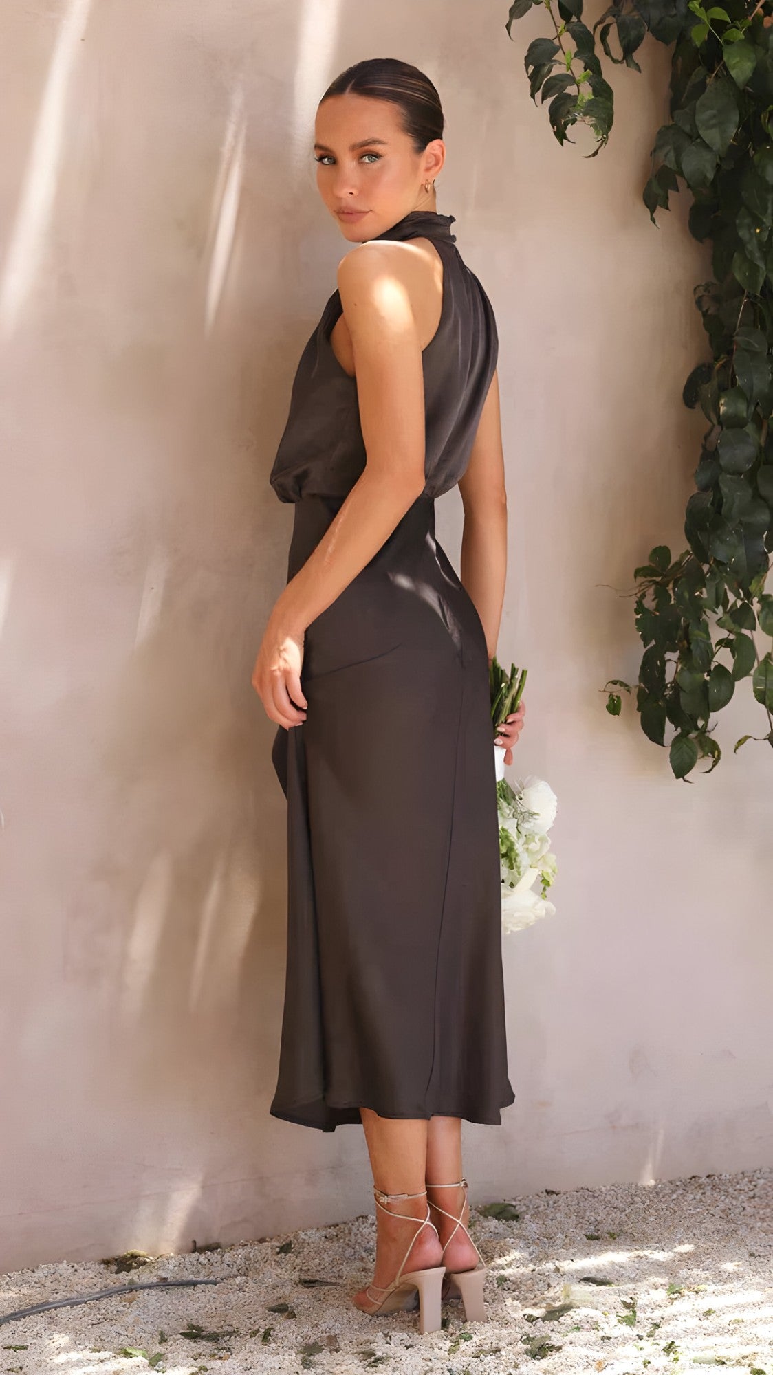 Abito Lungo Donna Elegante in Raso per Cerimonia Sera Festa - Marron - cross-from-seroa-10108663038218 dresses femme longue mode de luxe mode féminine New-google robe robe chic robe de mariage robe de soirée robe longue robe luxe robe polyvalente robe satinée femme robe élégante satinée soiré vêtements formels - Concept Palermo