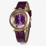 Dameshorloge met leren band en gesp met strass-steentjes