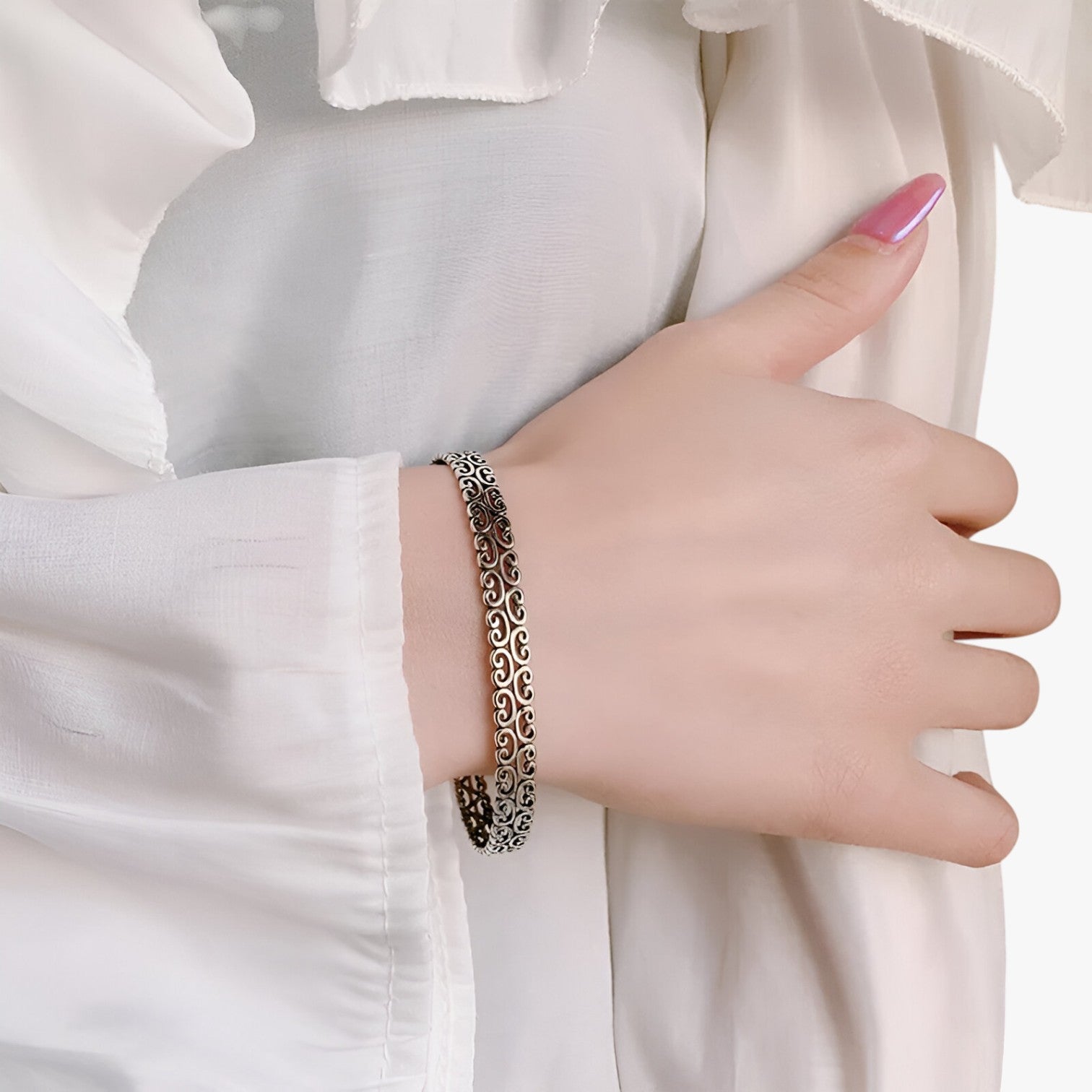 Polsino in argento con motivo a nuvole Donna - - BRACELET FOR WOMEN BRACELETS bracelets for women donna jewelry motivo nuvole polsino polsino motivo - Concept Palermo