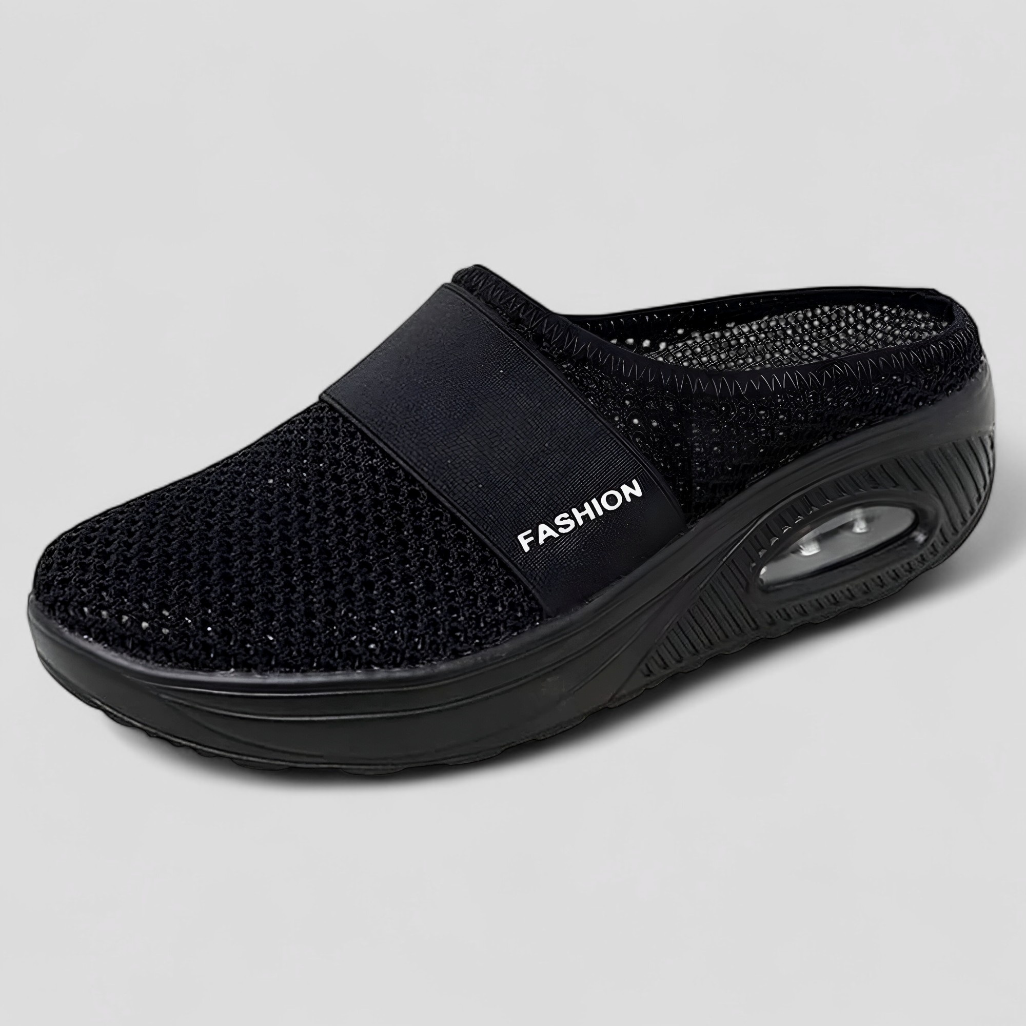 Parrucca Uomo Slip-On Traspirante in Mesh con Piattaforma e Suola Ammortizzata ad Aria - Nero - aria imbottita mesh parrucca parrucca slip piattaforma shoes slip - Concept Palermo