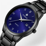 Klassiek quartz horloge voor heren, elegant, met zwarte leren band