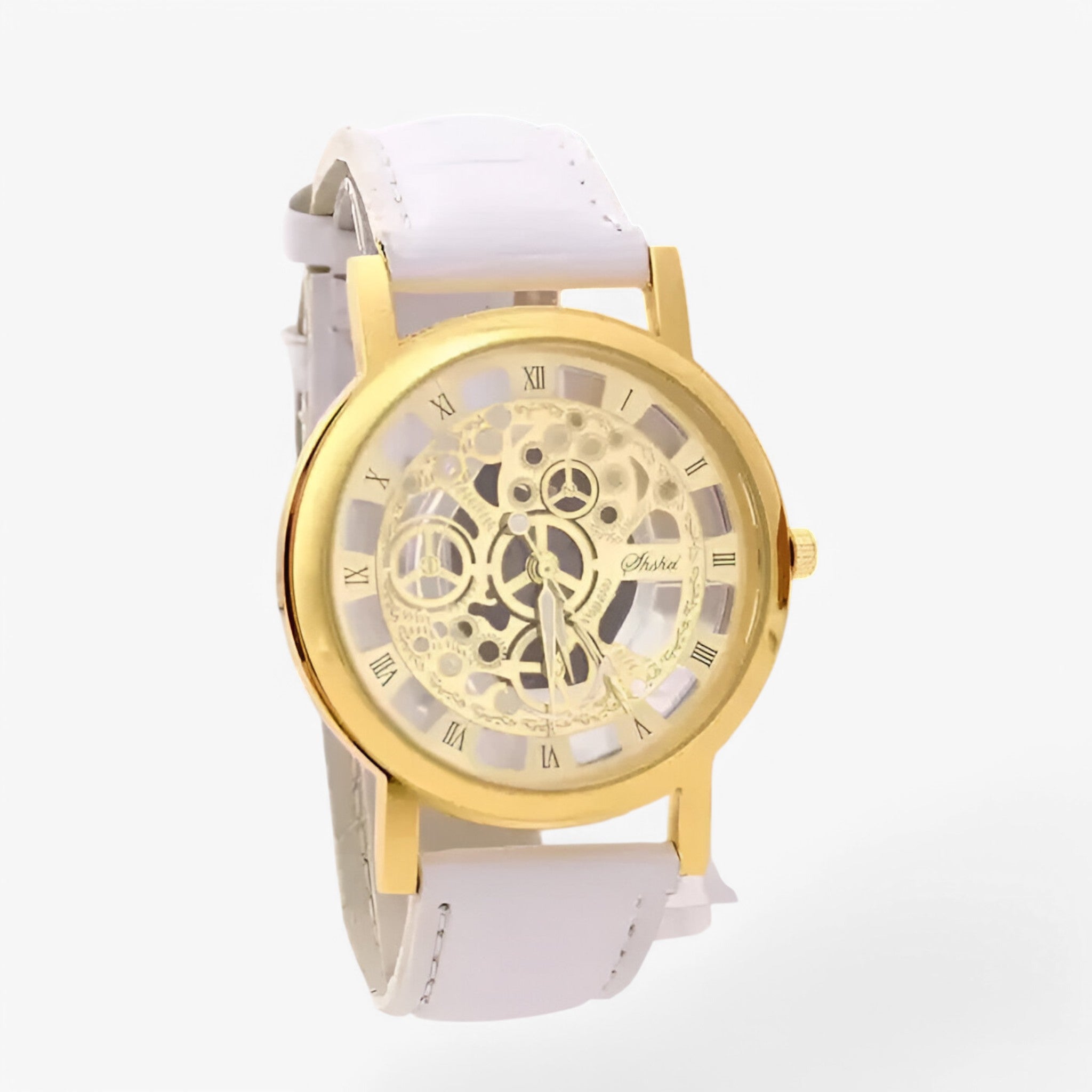 Orologio al quarzo con cinturino in pelle e quadrante romano - oro bianco - accessoires cinturino horloges orologio orologio quarzo pelle quadrante quarzo romano watches - Concept Palermo