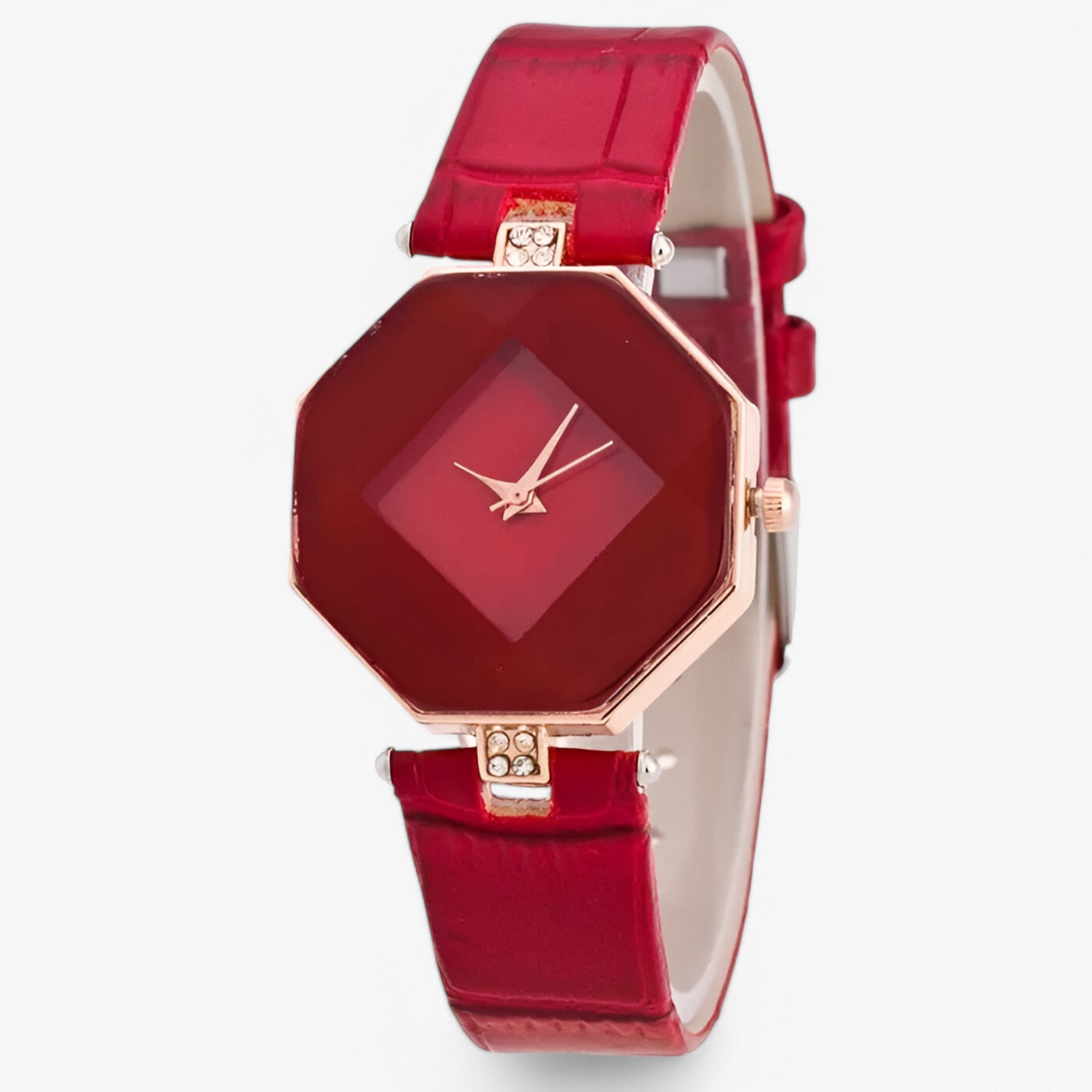 Orologio da donna in pelle con dettagli dorati e cristalli - Rossa - cristalli dettagli donna dorati female watch orologio orologio donna pelle watch for women watches - Concept Palermo