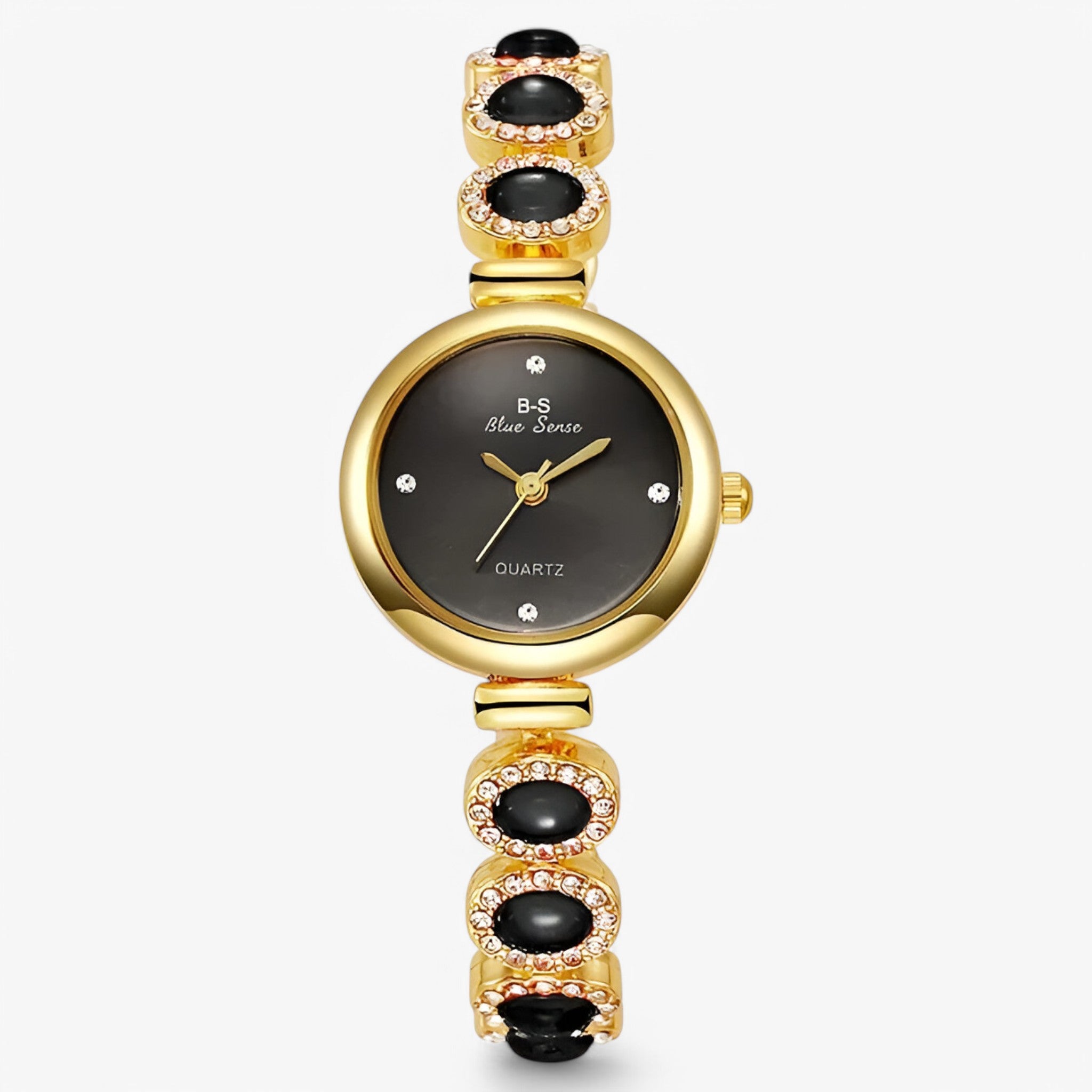 Orologio da donna con pietre verdi e design ispirato ai brand di lusso - Nera - brand design donna female watch ispirato orologio orologio donna pietre verdi watch for women - Concept Palermo