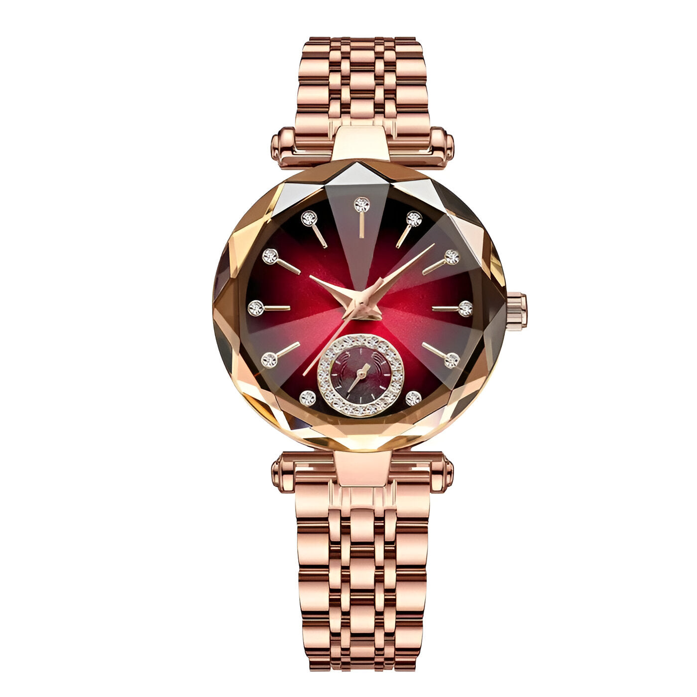 Orologio da donna in acciaio con diamanti e impermeabile - Rosso Oro - acciaio diamanti donna female watch impermeabile orologio orologio donna watch for women watches - Concept Palermo
