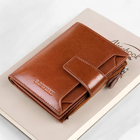 Portafoglio Donna Compatto in Vera Pelle con Protezione RFID - Elegante e Sicuro - Marrone - blocco donna eleganza Linen pelle portafoglio portafoglio donna rfid sicurezza wallet Women womens wallet - Concept Palermo