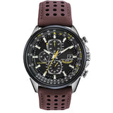 Herren-Chronograph MultiSteel - 42mm Edelstahl - Kaffee-/Schwarzes Leder