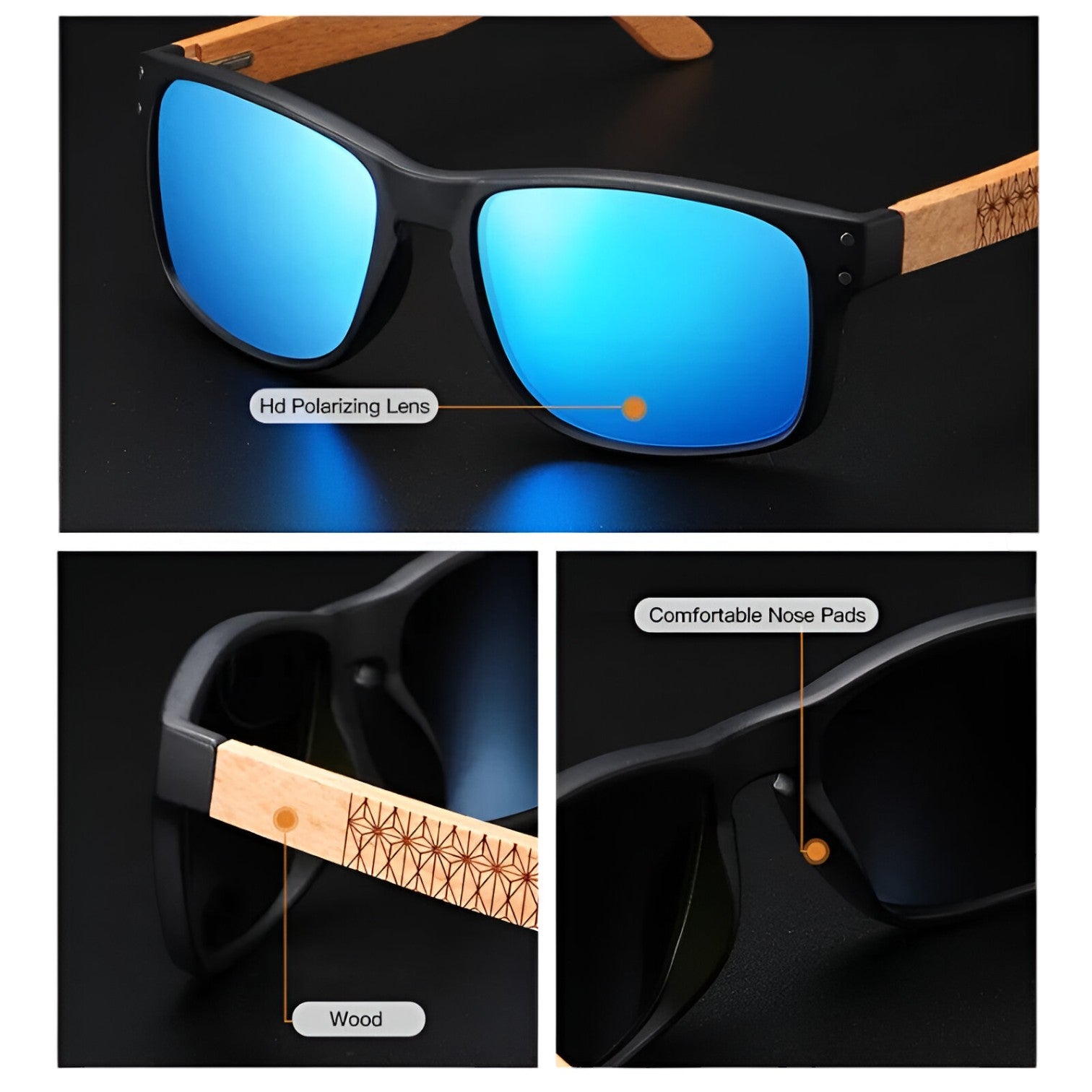 Midnite Star Occhiali da sole in legno – Protezione UV per uomini - - legno mens sunglasses midnite midnite star occhiali protezione sole star sunglasses - Concept Palermo