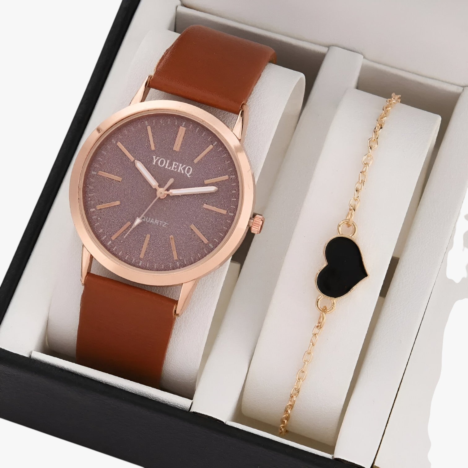 Set Eleganza Femminile 2 Orologi da Donna in Pelle e Bracciale, Stile Lusso al Polso - Brown - bracciale donna eleganza eleganza femminile female watch femminile ladies watch orologi pelle polso watch watch for women watches wrist watches for women - Concept Palermo