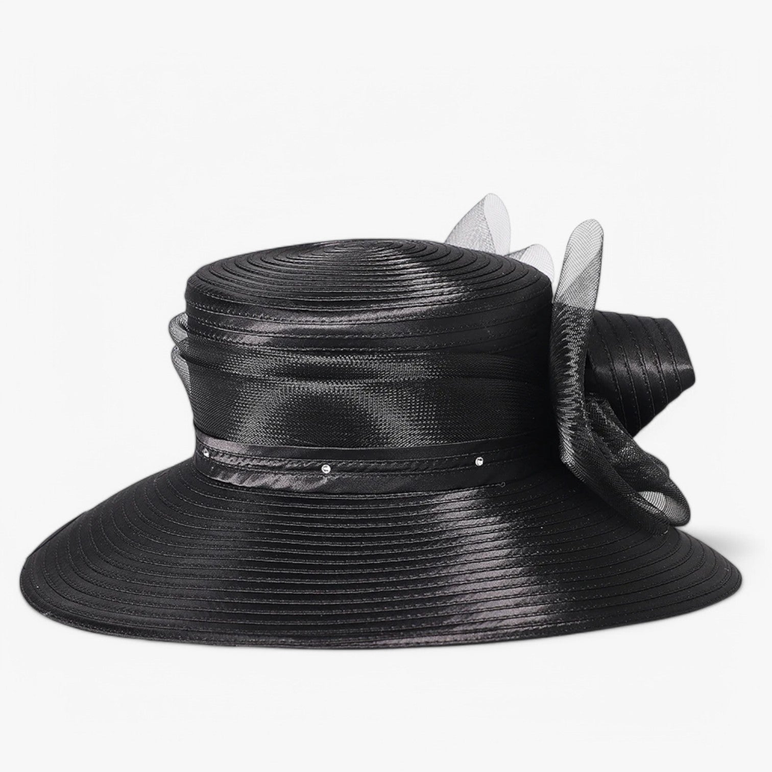 Cappello da festa nuziale di lusso – Satin con bordo largo - - bordo cappello cappello festa festa hat Hat for girls largo nuziale satin sun hat Sun Hats women hat women's hat - Concept Palermo