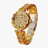 Luxe Dameshorloge 2025 Mechanische Elegant in Staal en 3D Diamanten