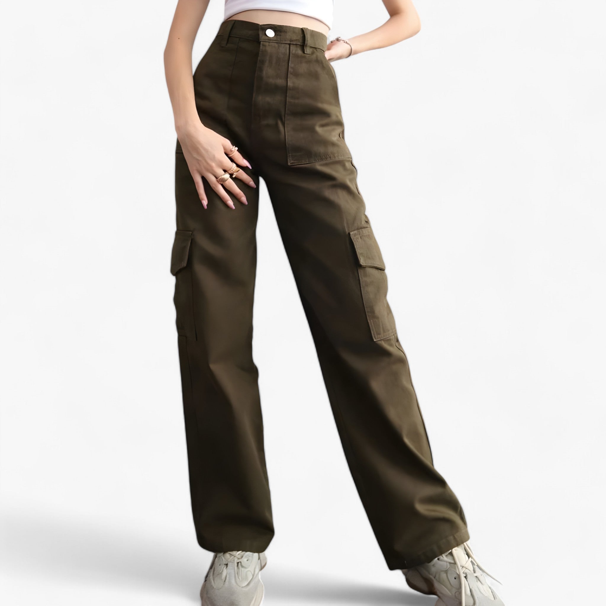 Pantaloni cargo - Streetwear e vestibilità comoda - Verde militare - cargo comoda pantaloni pantaloni cargo pants streetwear vestibilità women pants - Concept Palermo