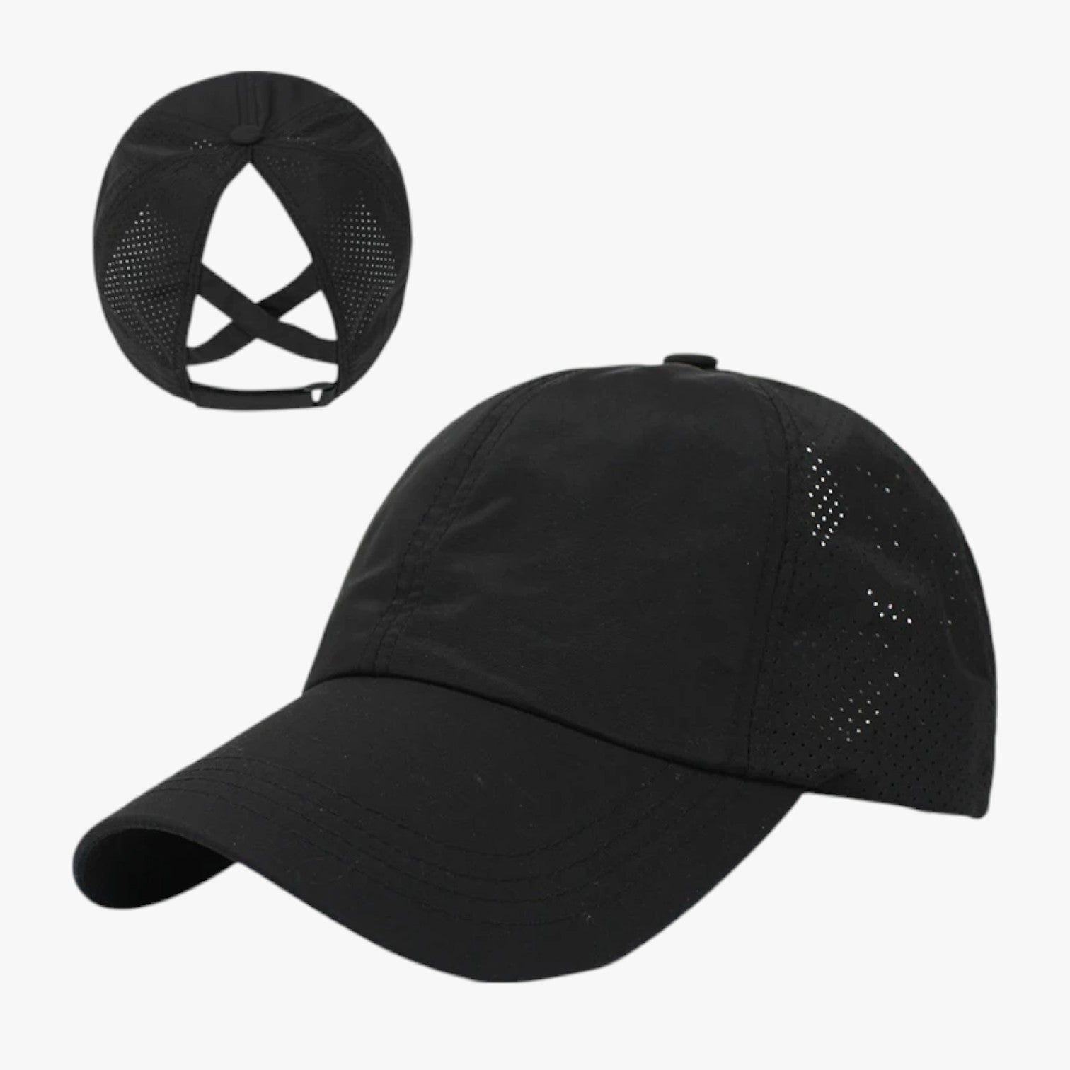Cappello sportivo estivo con coda di cavallo e rete traspirante Uomo - Nero - cappello cappello sportivo cavallo coda estivo hat Hat for girls hats rete sportivo traspirante women hat womens hat - Concept Palermo