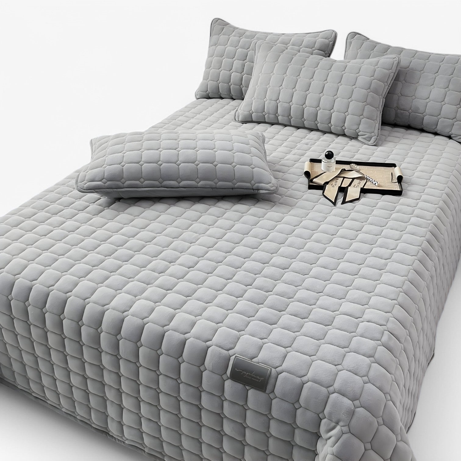 Copripiumino in morbido velluto per comfort e lusso - Grigio chiaro 230x250cm-Re Constantine - bedroom comfort copripiumino copripiumino velluto Home home & garden velluto - Concept Palermo